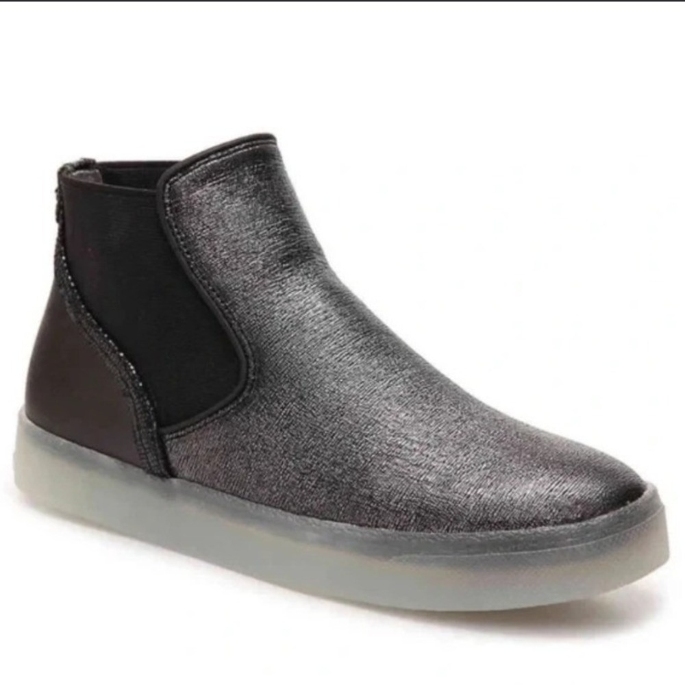 Sam Edelman Margot Pewter Leather High Top Sneaker Bootie - Size 8.5